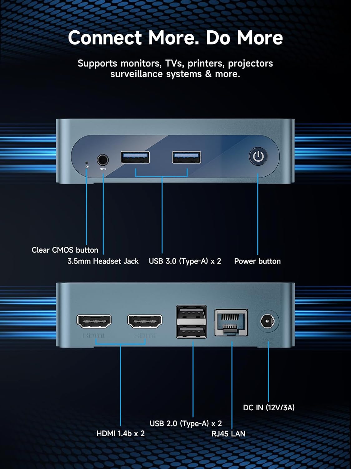 Bmax Mini PC B1 Plus, Intel Celeron J3355 (Up to 2.5GHz), 6GB RAM 128GB eMMC Support M.2 SSD Expansion (512GB/2TB), 4K Dual Display 2.4G/5G WiFi & BT5.0 Mini Desktop Computer for Home/Office