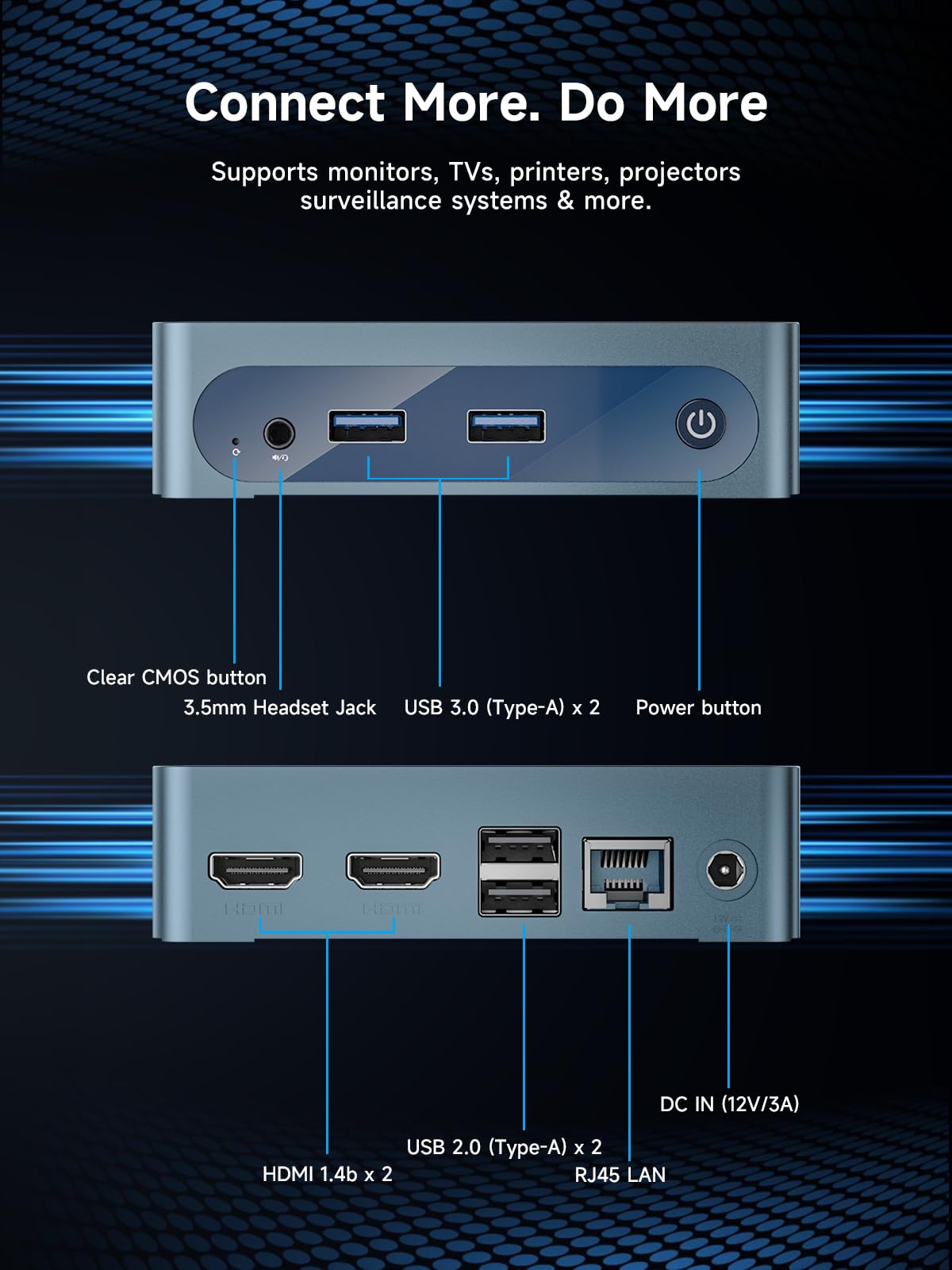 BMAX Büro Mini PC Intel Celeron J3355 mit Win11 Home, 6GB LPDDR3 128GB eMMC | Dual HDMI 4K@60Hz RJ45 Gigabit Ethernet WiFi5 BT USB x4 Mini Desktop Micro Computer für Business, Daily Use, Home assistant
