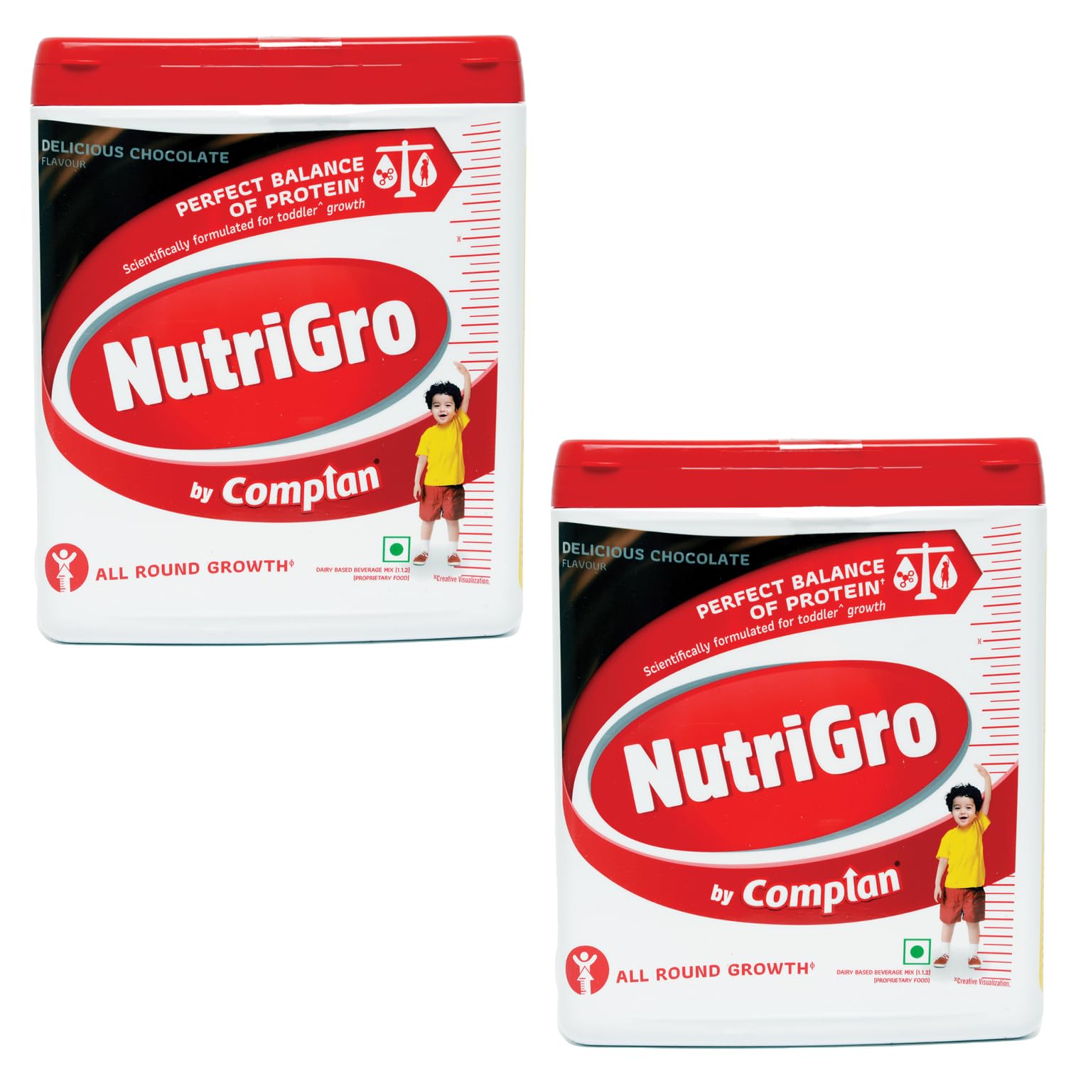 Nutrigro By Complan Tasty Nutritious Drink for Kids (2 to 6 years) - Delicious Chocolate (200g Pack of 2) ((200g Pack of 2) Badam kheer & Chocolate) ((400g Pack of 2) - Delicious Chocolate)