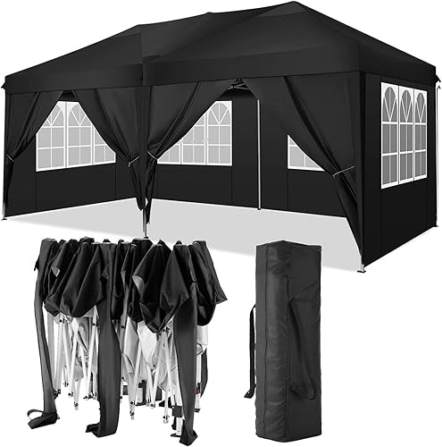 Miniatura 34 de COBIZI Carpa con Toldo 10x10 Pop Up, Toldo de Fácil Instalación con Paredes Laterales Impermeable y UPF 50+, Carpa Instantánea Comercial de Servicio