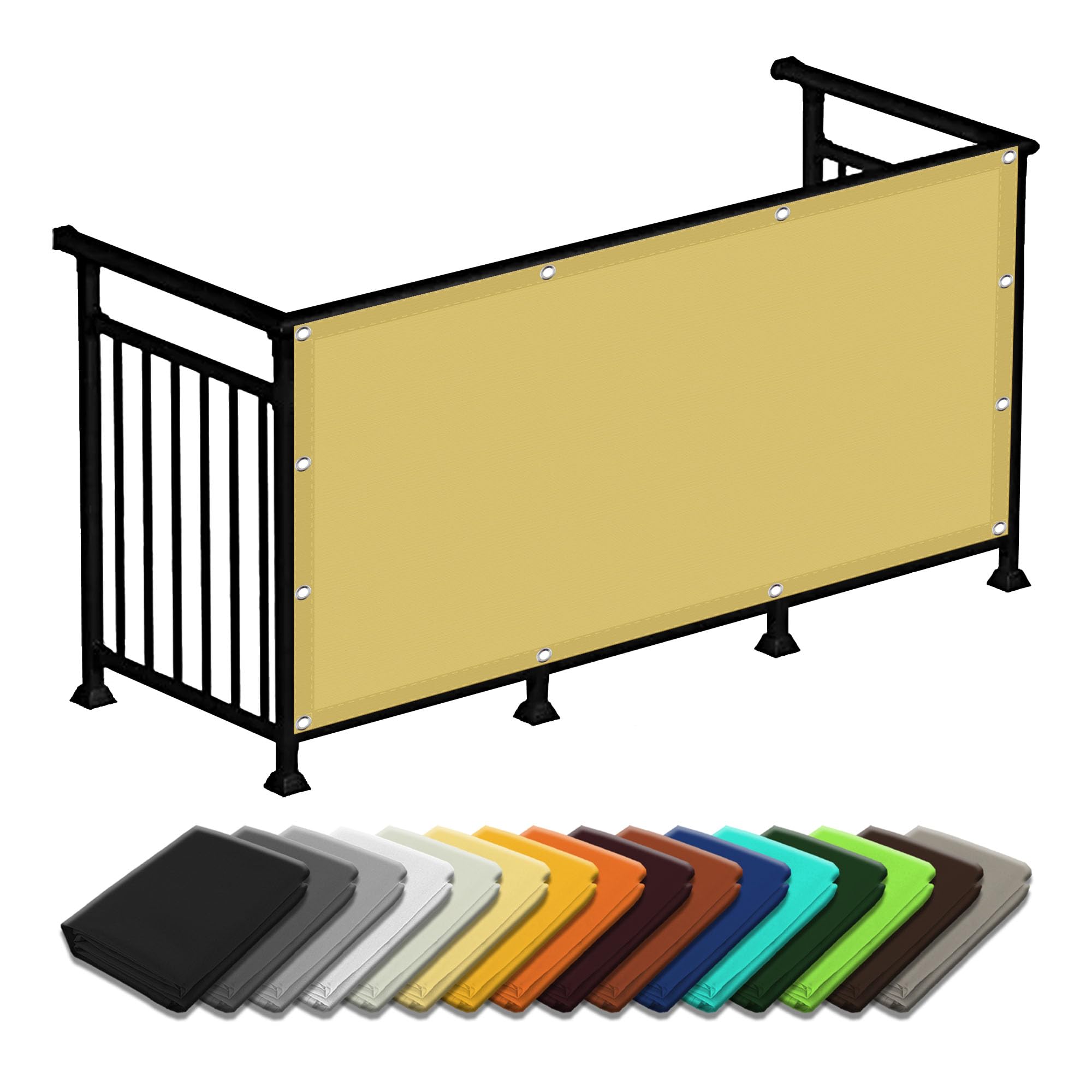Voile d'ombrage terrasse extérieur 2x5 m imperméable rideau pergola jaune