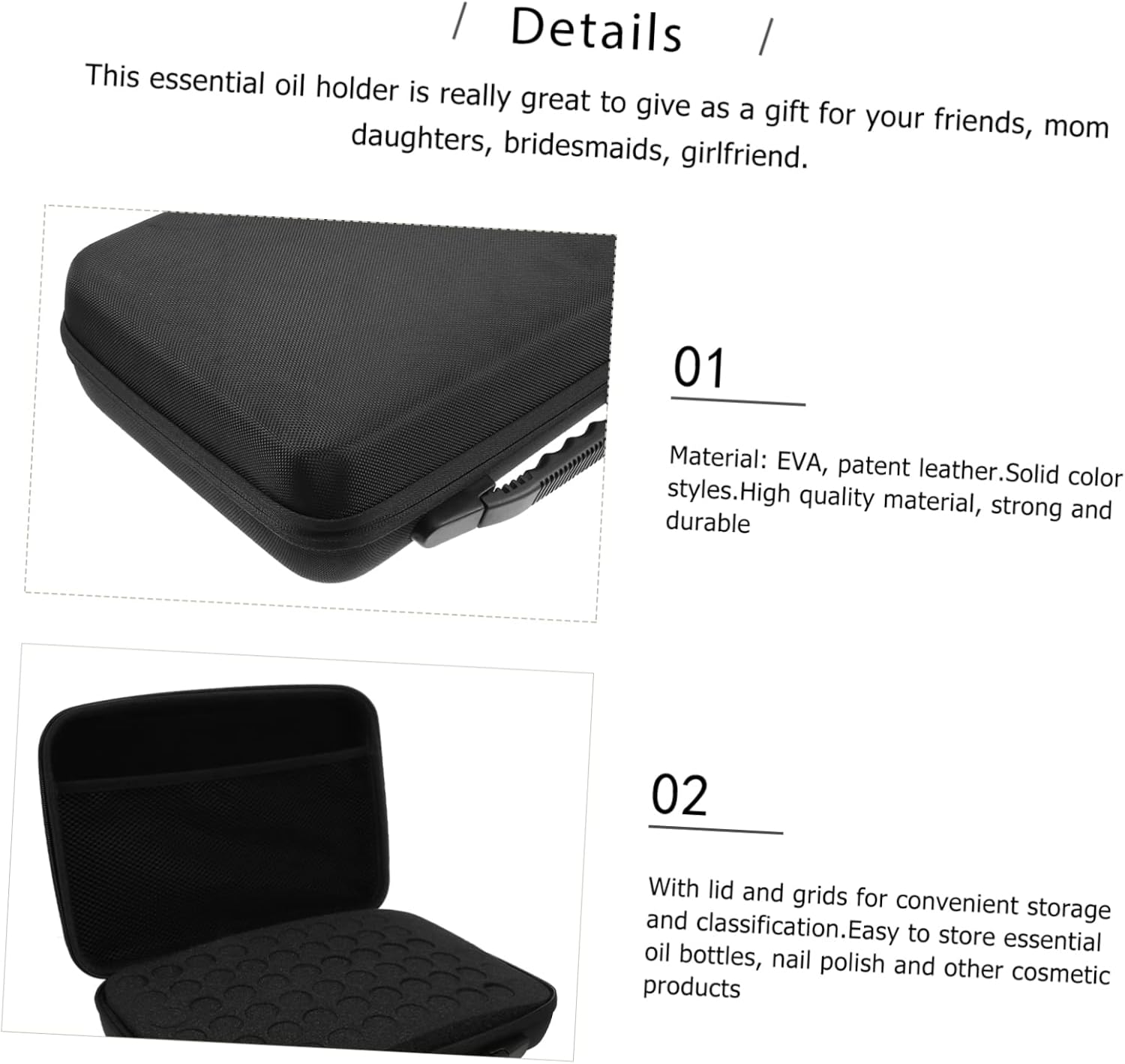 Essential Oil Storage Bag Organizer 60 Slots Portable 5ml/10ml Essential Oil Carrying Case Handle Travel-Friendly for Aromatherapy and Home Use