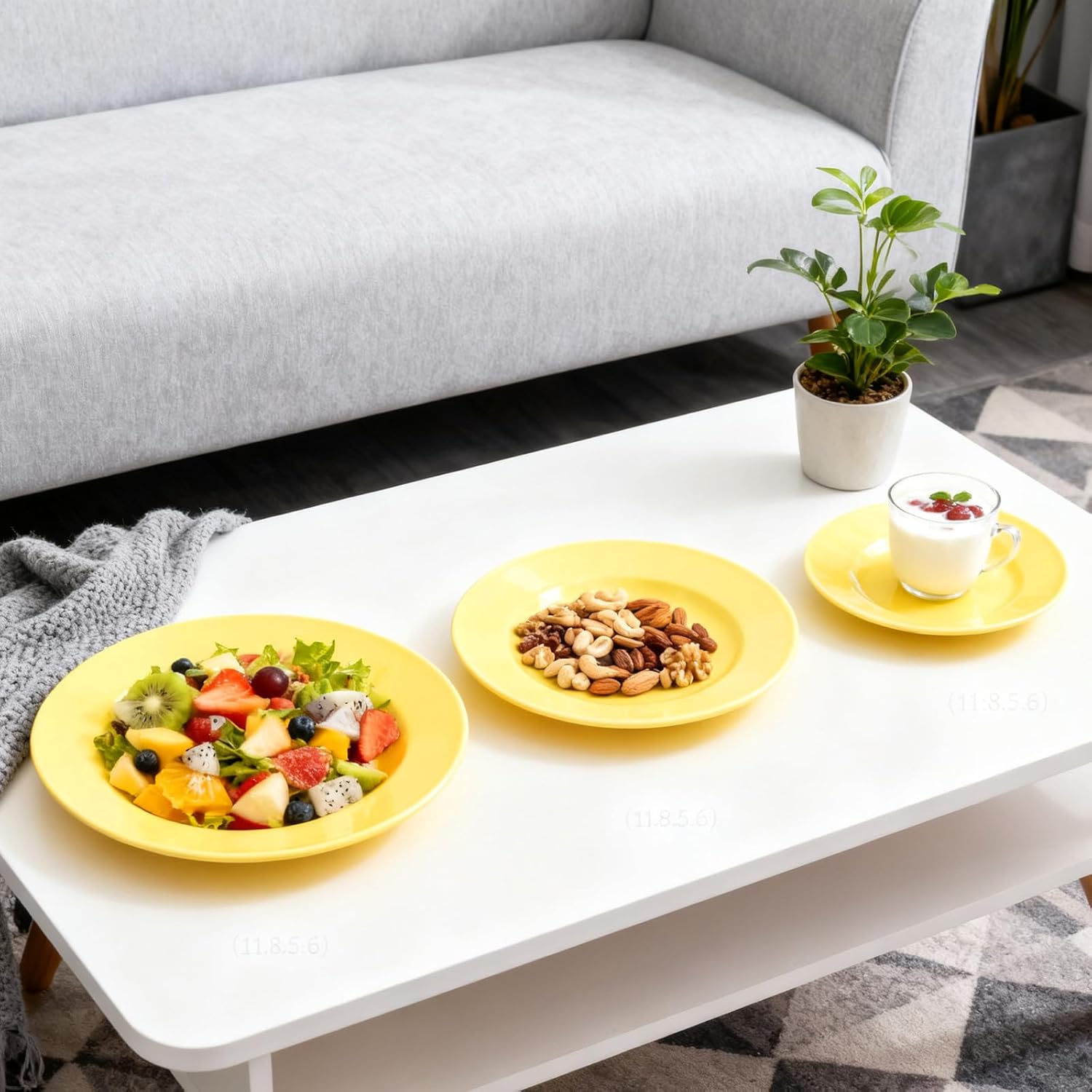 3PCS Porcelain Dinner Plates Set,11 Inch Kitchen Dinnerware For Appetizer Lunch Pasta Steak Dessert Salad Cake Microwave & Dishwasher Safe,Yellow