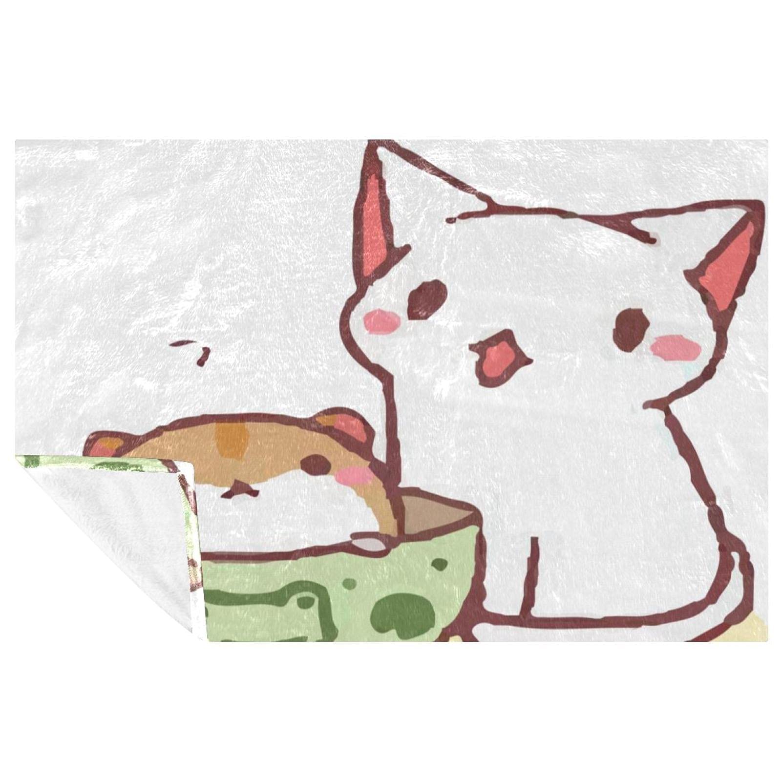 Couverture imprimé chats mignon, cadeau idéal pour lit et canapé