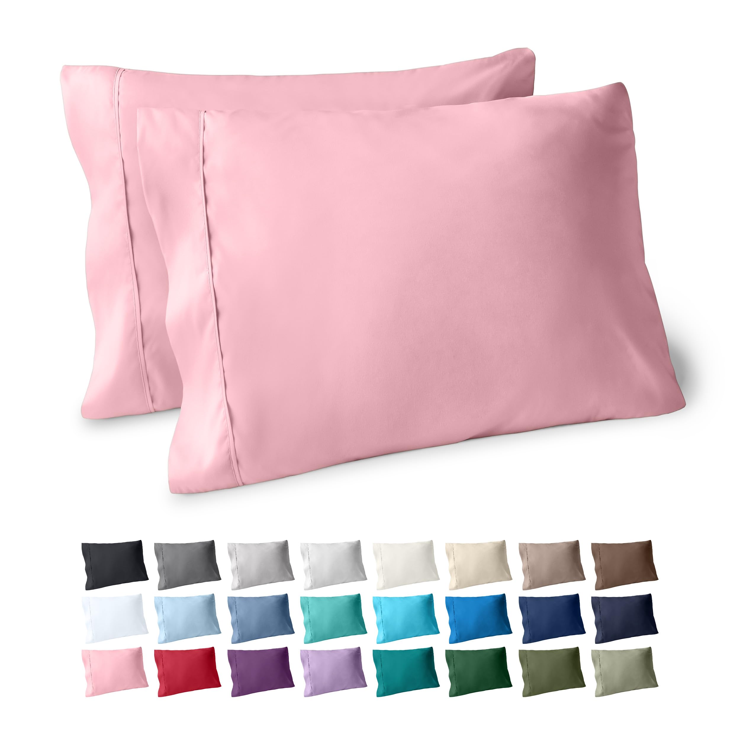 Bare Home Pillowcases Open End (Standard Set of 2, Light Pink)