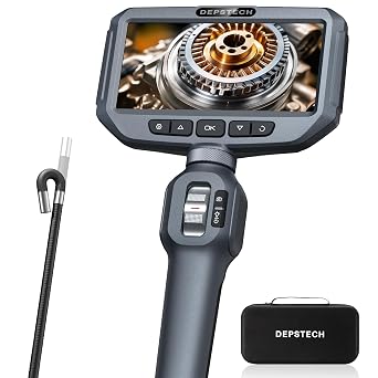 DEPSTECH Two-Way Articulating Borescope Camera with Light, Industrial Endoscope with Articulated Probe, Flexible Mechanic Snake Inspection Camera for Wall Automotive Engine Inspect-5FT