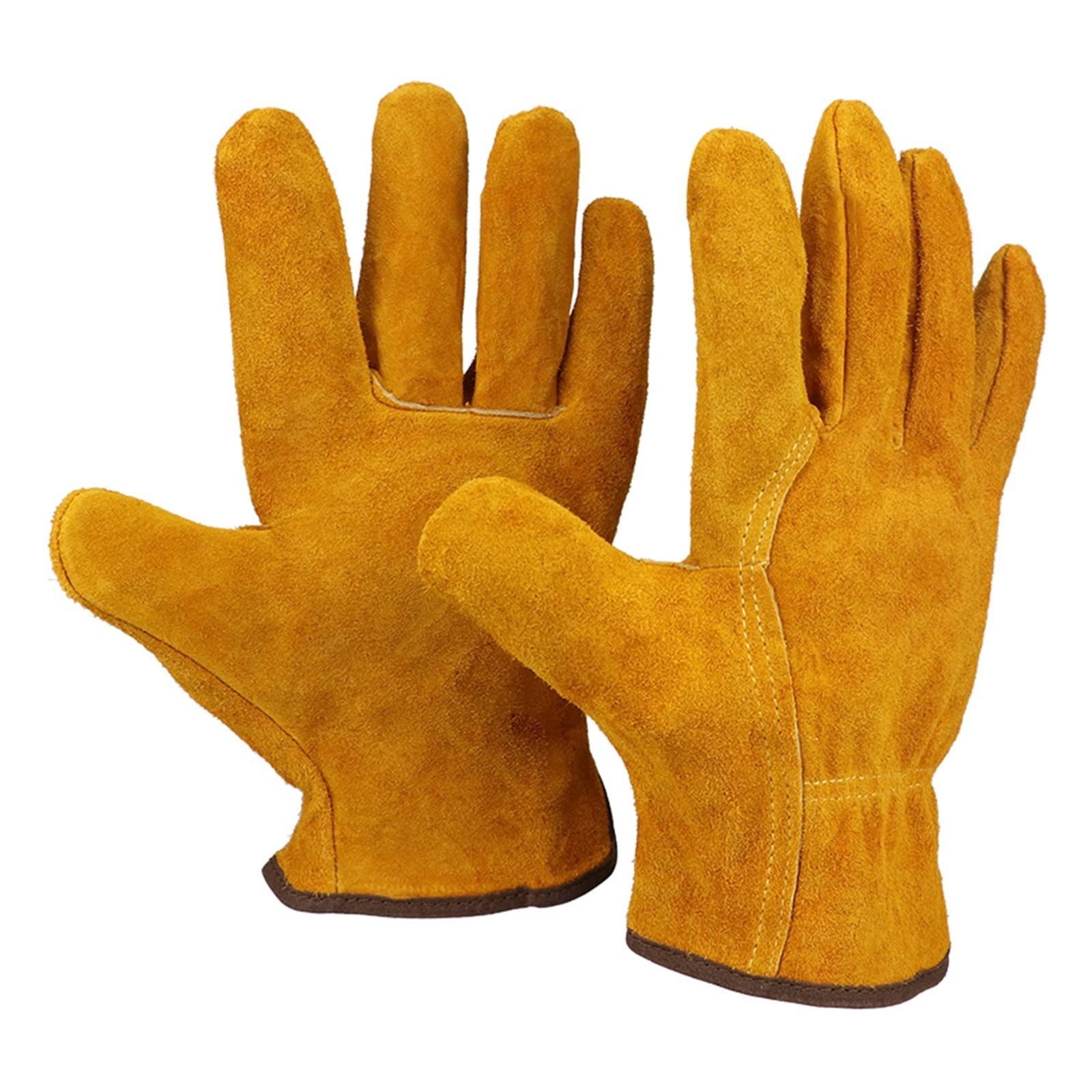 Welding Supplies Work Gloves Fireproof Leather Welder Gloves Anti-Heat Work Safety Gloves for Welding Metal Protective Gloves for Welding(Gloves)