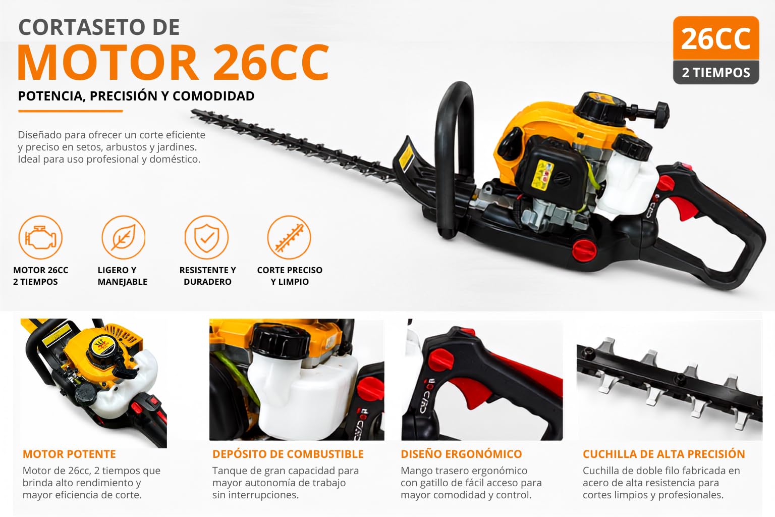 Cortasetos Profesional Gasolina 26CC Corte DE 60CM -KX-26
