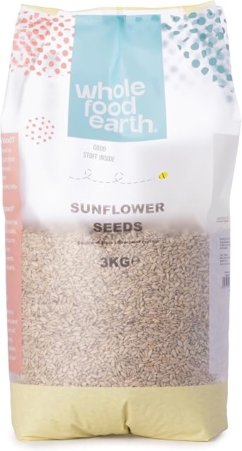Wholefood Earth Sunflower Seeds 3 kg | Hulled Sunflower Kernels | High Fibre | GMO Free | Vegan