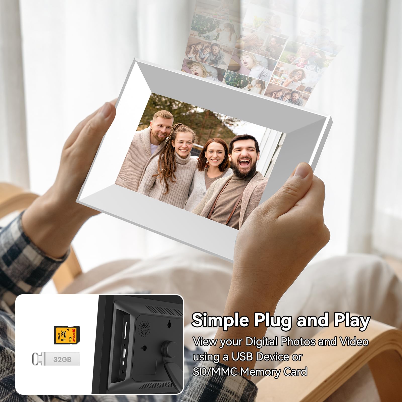 Amazon.com : BWJBSW 8-Inch Digital Picture Frame with WiFi, Wood