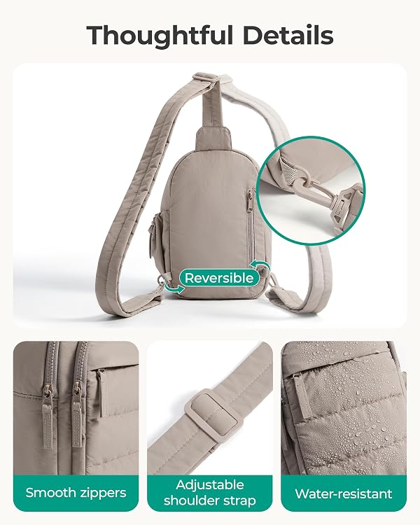 BAGSMART Small Sling Bag for Women, Puffer Crossbody Bag Purses Hobo Handbag Fanny Packs for Travel Hiking, Grey by BAGSMART - Image 5