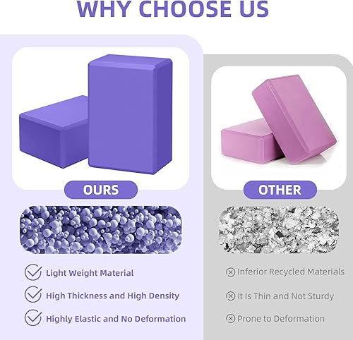 Miniatura 7 de Bloques de yoga, bloques de espuma EVA de apoyo, bloque de yoga antideslizante resistente para pilates, meditación, estiramiento y tonificación,