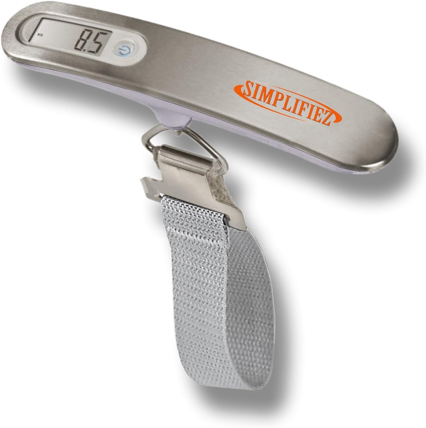 Safari Digital Luggage Scale --Stainless Steel in White --Compact Portable Handheld Electronic Scale for Weighing Baggage for Travel --Best