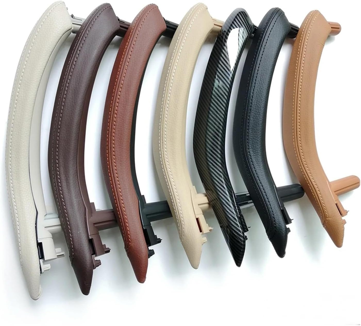 Upgraded Left Right Interior Door Handle Assembly with Outer Leather Cover Compatible X5 X6 F15 F16 2014-2018(Right Oyster)