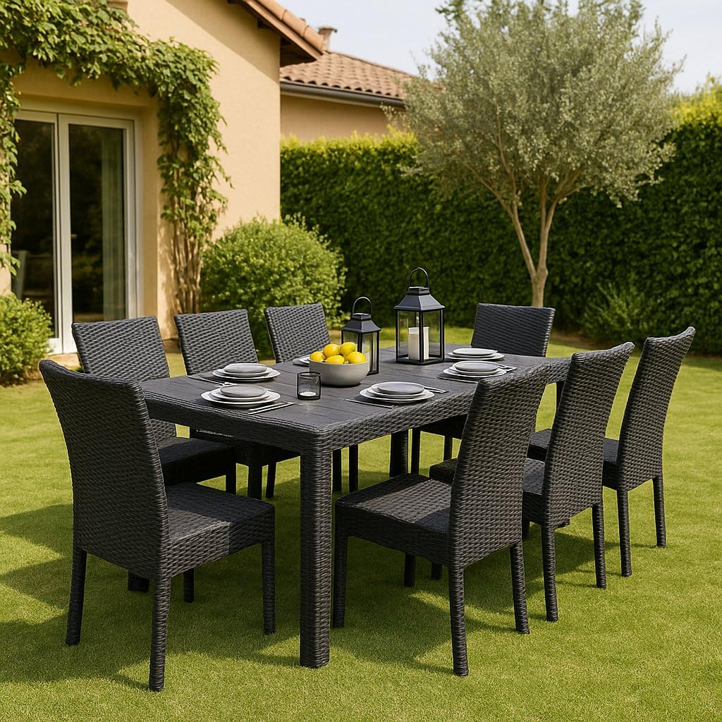 Dmora Table d'extérieur rectangulaire extensible 150-220 cm anthracite Made in Italy