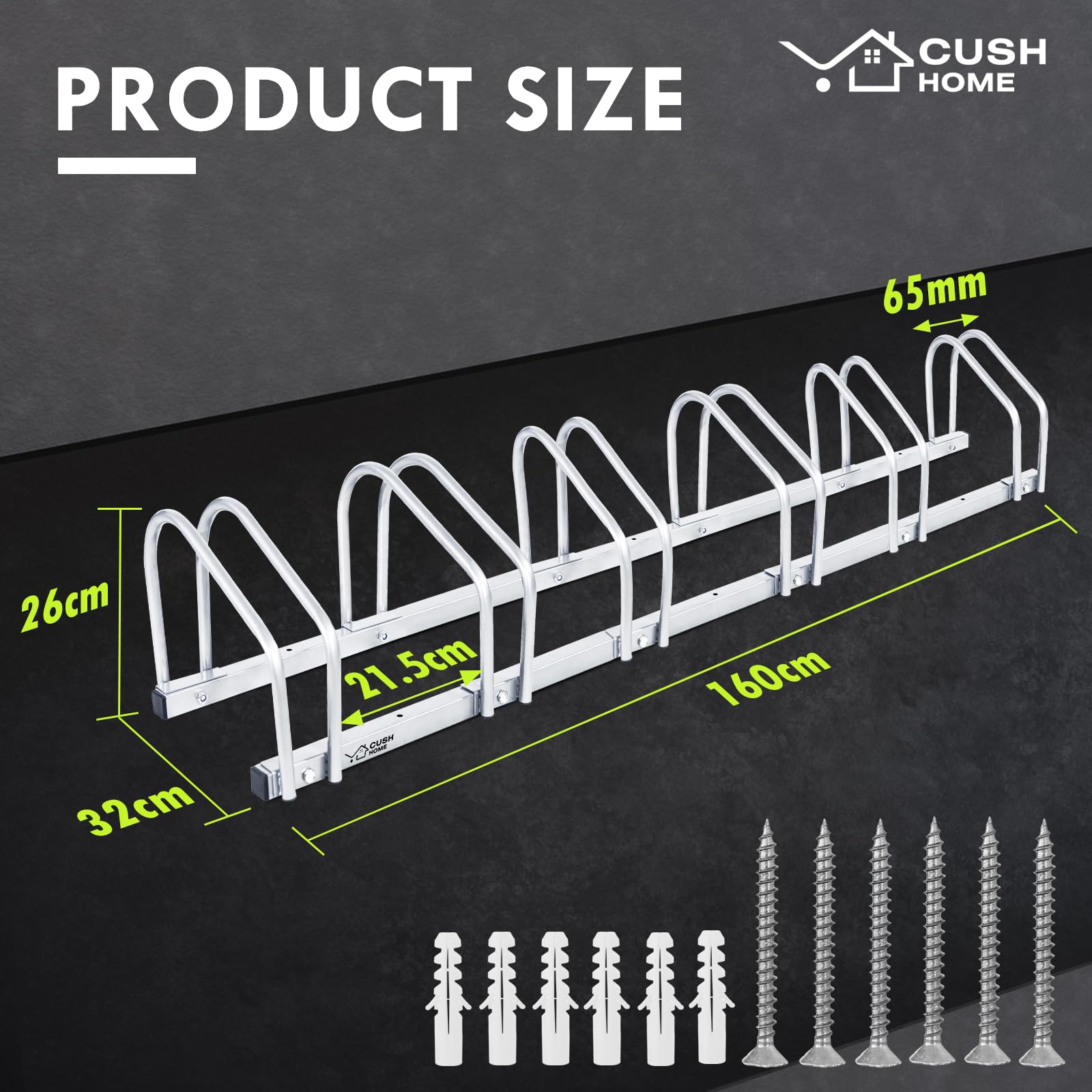 CCLIFE Râteliers à Vélo au Sol pour 3 Vélos avec Largeur de Pneu Jusqu'à 65 mm Support de Rangement pour Bicyclette en Fer 160 x 32 x 26 cm