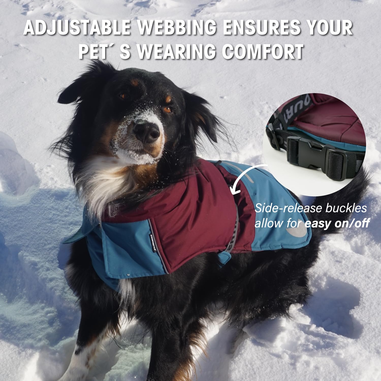 Wasserdicht Hundemantel Wintermantel Hundejacke mit wärmendem Futter, Winddicht und Reflektierende Jacke für Border Collie, Springer Spaniel den Außenbereich (50, weinrot