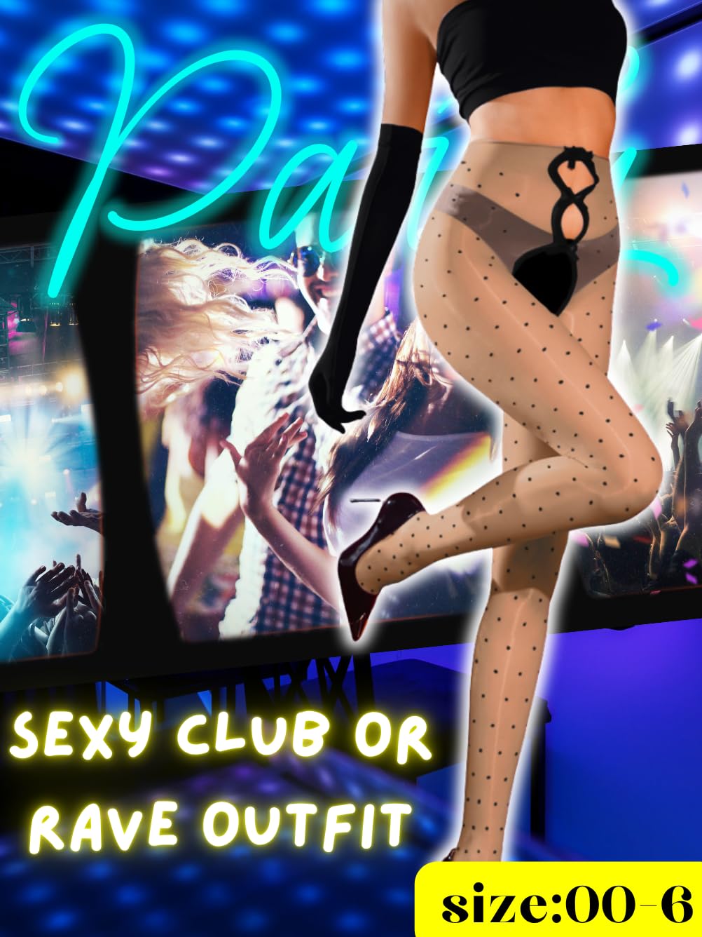 ShawGobow Shimmer Polka Dot Tights,Bow Cut Out Sexy Pantyhose For Women,Sheer Shiny Stockings Valentines Day Fits 00-6: Beige 00-6