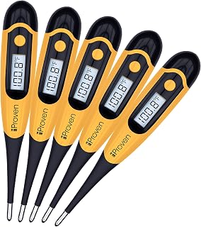 iProven DT-K117 Pet Thermometer for Dogs & Cats - Waterproof, Flexible Tip, 20-Second Accurate Fever Readings (5-Pack)