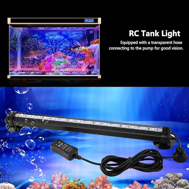 Foto 6 de 8 de LED Aquarium Light sumergible burbujas de acuario Bubble Light con mando a distancia subacuático Lámpara LED…