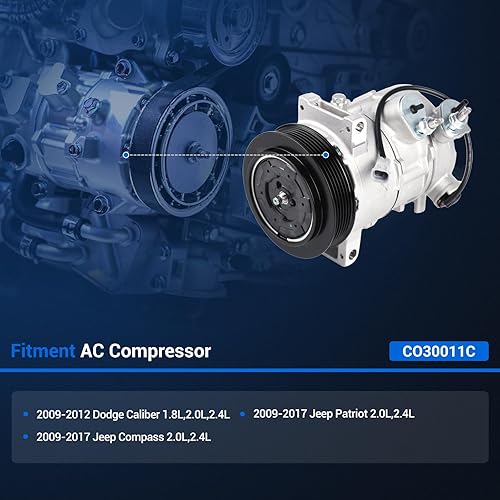 Miniatura 2 de Autoround CO30011C Aire acondicionado A/C Compresor de CA con embrague compatible con Jeep Compass Patriot 2009-2017 2.0L 2.4L, Dodge Caliber