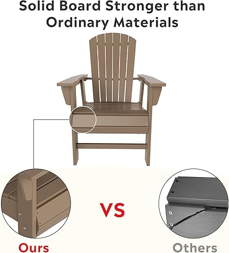 Miniatura 5 de Costaelm Silla Adirondack al aire libre, sillas de balcón de HDPE, silla Adirondack náutica de concha marina portside y sillas para hoguera, madera
