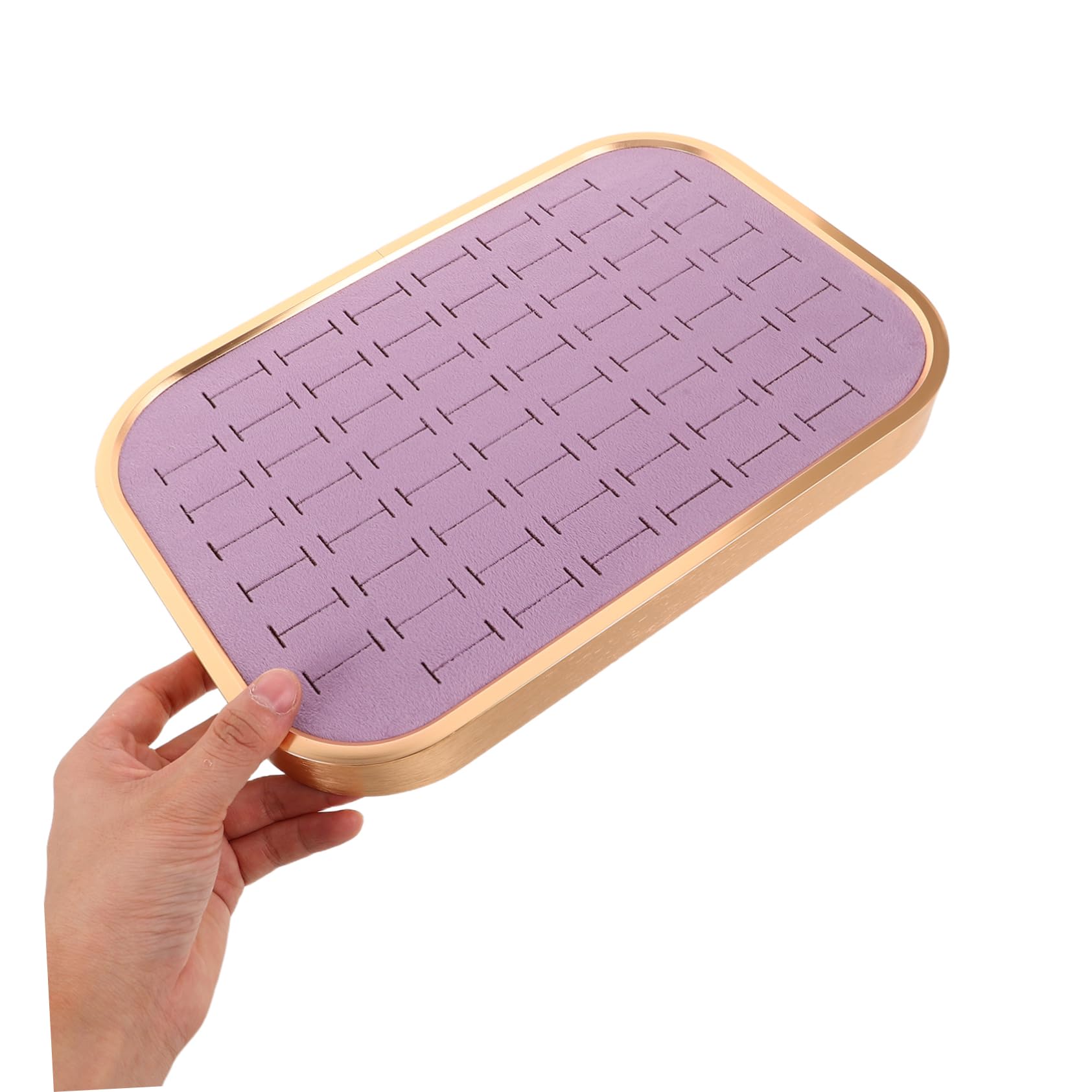 ABOOFAN Bandeja Para Guardar Joyas De Terciopelo Marco Metálico Organizador De Anillos Para Mujer Ranuras Para Almacenamiento De Pendientes Collares y Dijes