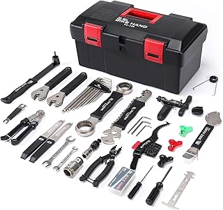 BIKE HAND Juego de herramientas de reparación para bicicleta de 34 piezas, kit multifunción de mantenimiento para bicicletas de carretera y de montaña con caja de herramientas