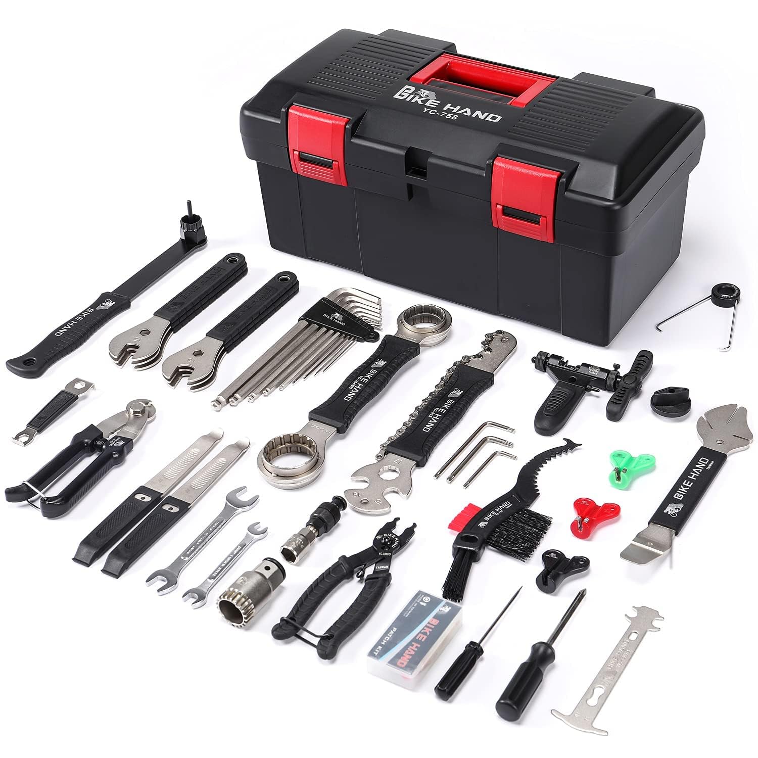 BIKE HAND Set di attrezzi di riparazione bici – Set di attrezzi multifunzione 34 pezzi per bici da corsa e mountain bike con cassetta degli attrezzi