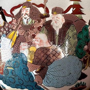 九谷焼　陶勝造　色絵七福神図美しい花瓶　大黒天毘沙門天　新品未使用 Amazon.co.jp: 極 九谷焼 陶勝造 色絵七福神図 花瓶 壺 共箱