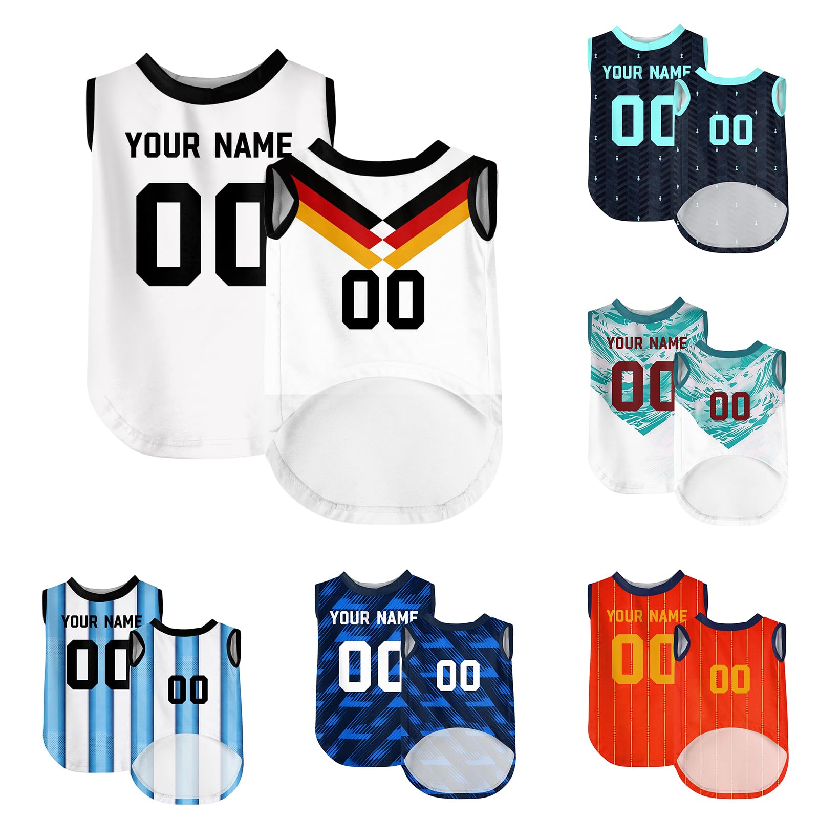 T-Shirt Personnalisé pour Chien avec Nom et Numéro, Maillot Respirant pour Petit, Moyen et Grand Chien, Vêtement Sportif pour Chiot, Fan de Sport, XS au 5XL (Bleu Ciel)