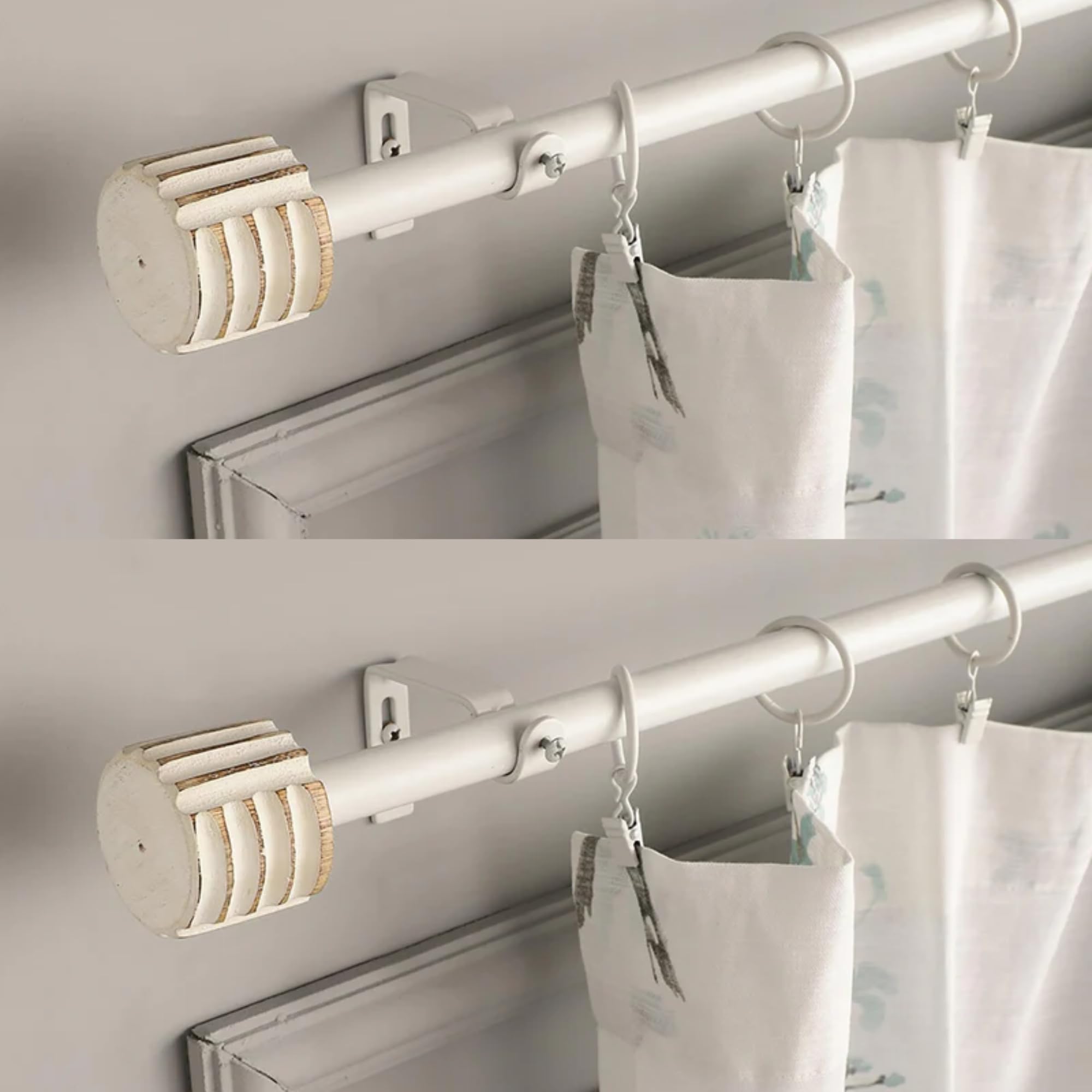 The Decor Mart 2 Pack 48-88" Adjustable Single Curtain Rod With Linear White Distressed Finial Mounting Hardware Extendable Iron Metal Pipe Holder |White, 0.75" Diameter| (B0D7678DTV) Amazon Price History, Amazon Price Tracker