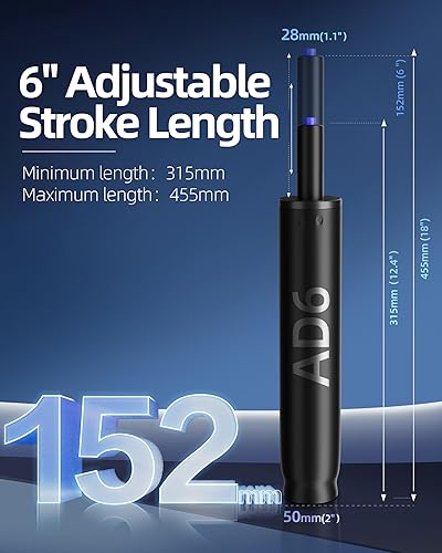 Miniatura 2 de MASTERY MART Reemplazo del cilindro de elevación de gas para silla de oficina, longitud de viaje de 6 pulgadas, pistón de choque neumático