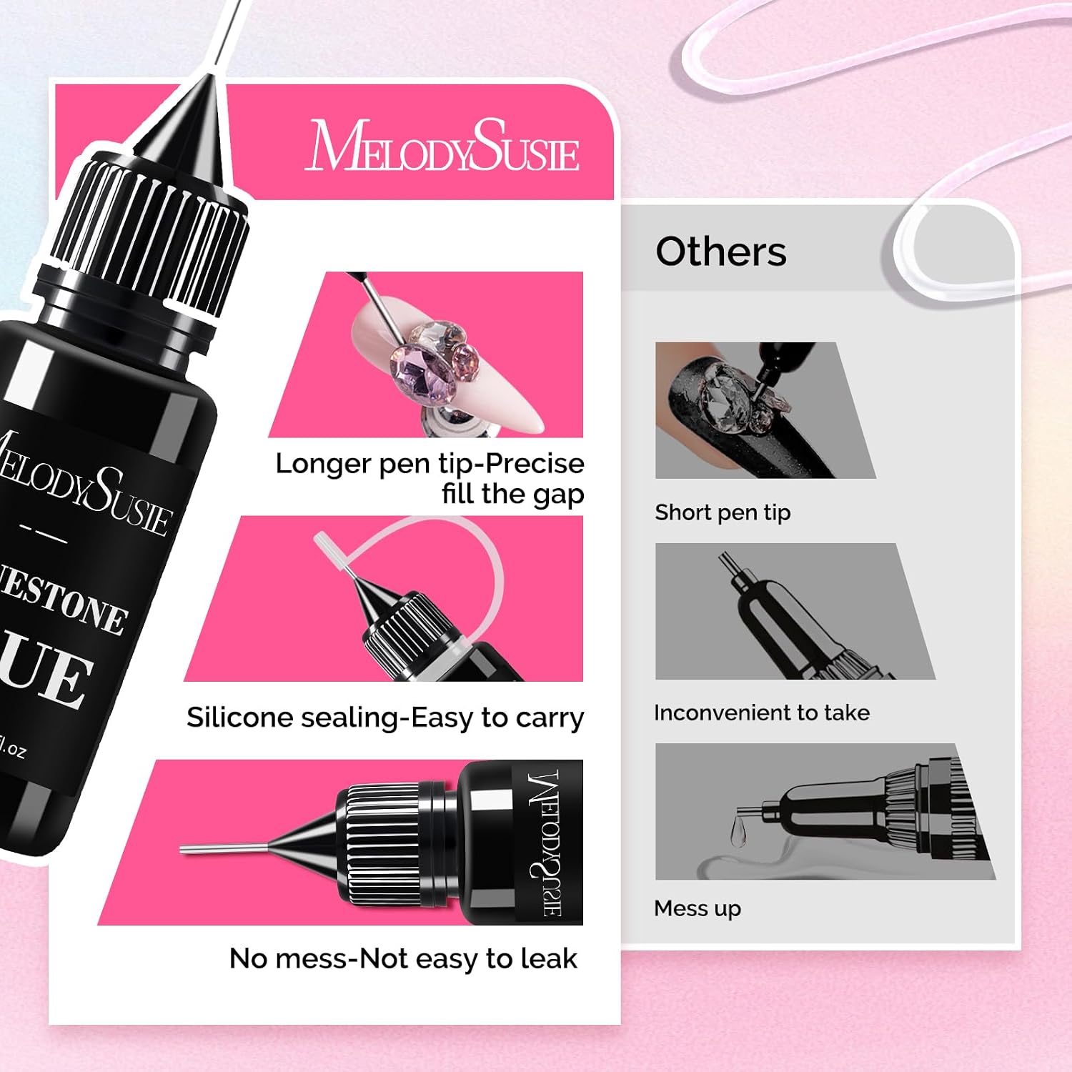 MelodySusie Handheld UV Light for Gel Nails and Nail Rhinestone Glue, ART01R Cordless Gel X Nail Lamp Rechargeable with LCD Display Flash Cure Nail Dryer for Nail Art Design Decoration DIY at Home