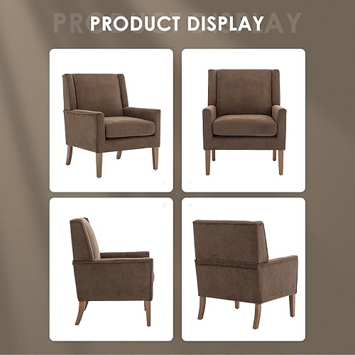Miniatura 4 de COLAMY Silla Moderna de Respaldo Alto para Sala de Estar, Sillón de Acento Tapizado en Tela, Silla de Sofá Individual con Asiento de Descanso y