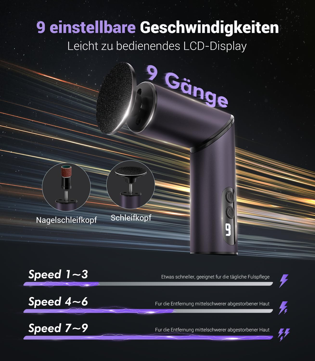 9.0 Upgrade 5-IN-1 - Eliminador de callos eléctrico (elimina el 99,92% de callos en 3 minutos) con tecnología de sensor para pieles muertas y duras (morado)