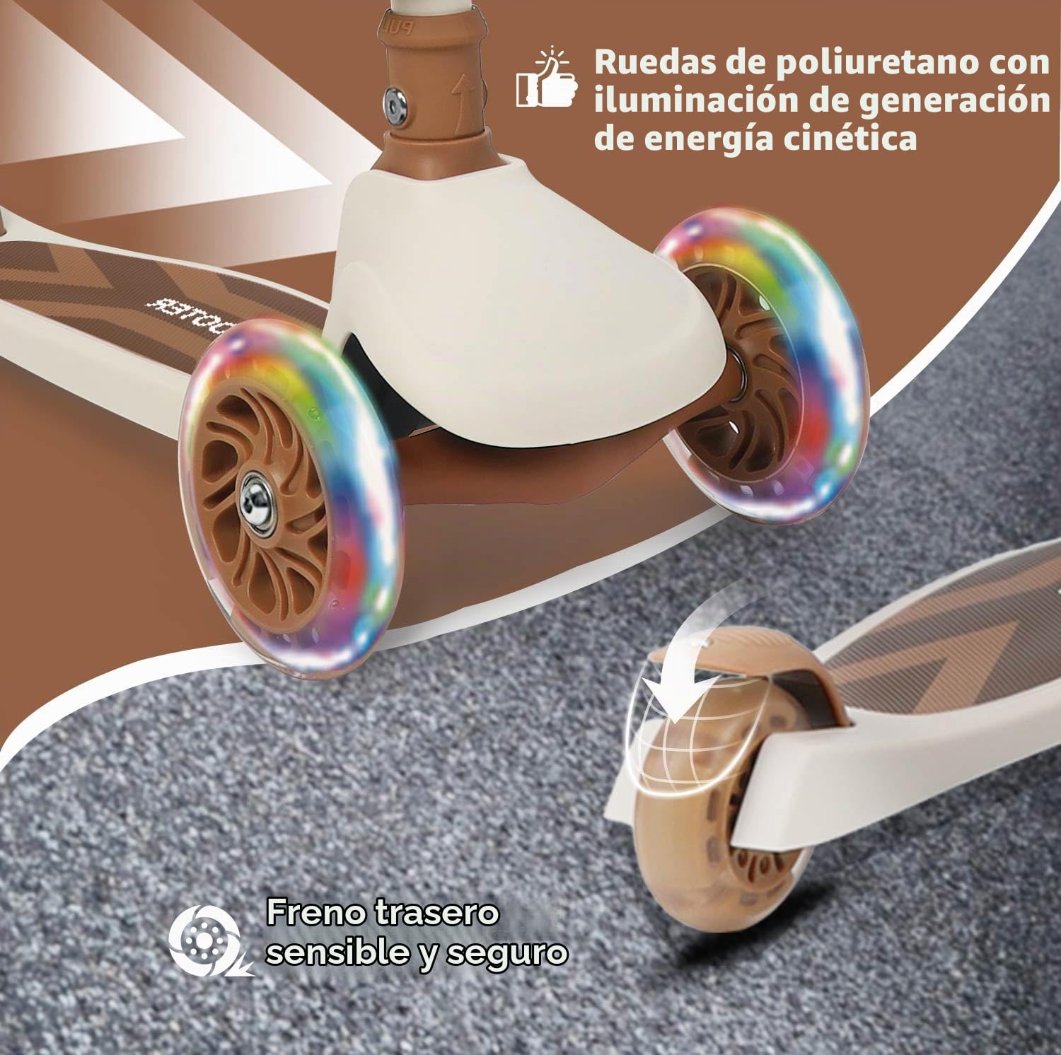 Stompa Patinete para niños de 2 años, Patinete 2 en 1 para niños a Partir de 2 años hasta 50 kg, con Asiento Plegable y Ruedas LED, Altura Regulable, Plegable, Scooter para niñas de 2-6 años