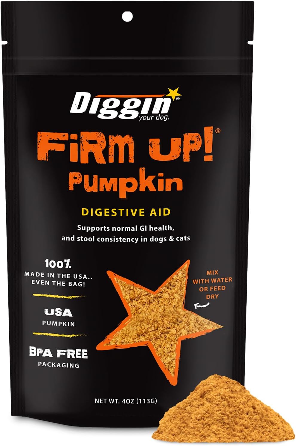 Visual Reference: Diggin Your Dog Firm Up Pumpkin Super Supplement For Digestive