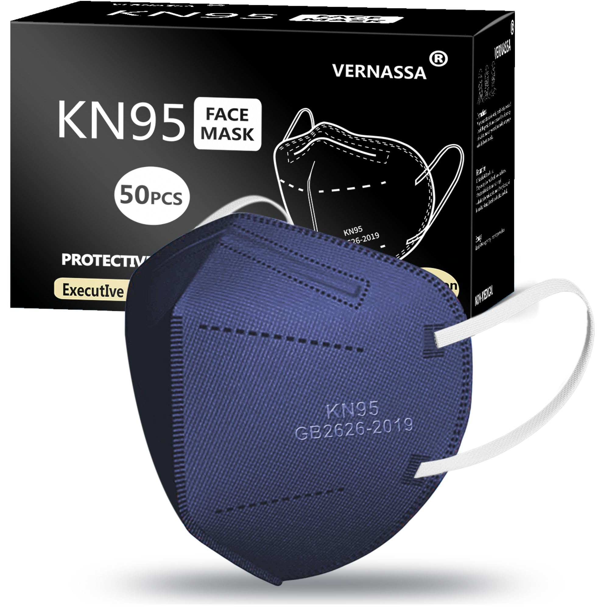 Amazon.com: VERNASSA Navy Blue KN95 Face Masks 50 Pack, 5-Layer