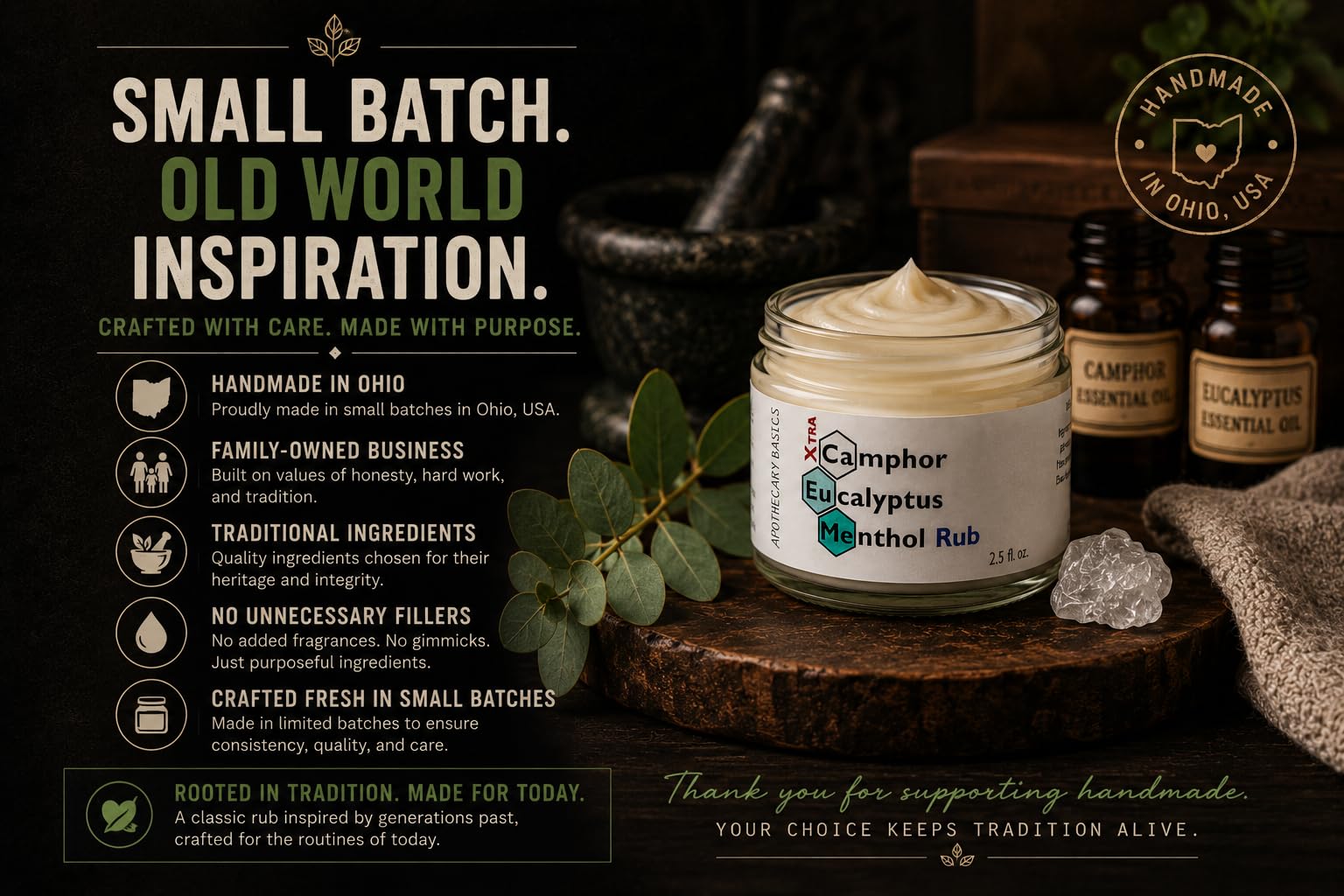 Camphor+Eucalyptus+Menthol Xtra Rub - Handmade with Menthol, Camphor & Eucalyptus - Soothing & Refreshing - 2.5 fl oz — Amazon image 6