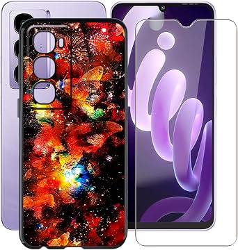 Phone Case for itel City 100 6.75", with [1 X Tempered Glass Screen Protector], Ultra-Thin Soft Silicone Skin, Black Shockproof Bumper Cover for itel City 100 - XT147