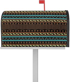 Mailbox Cover Magnetic Mid Century Abstract Geometric Boho Mailbox Covers Standard Size 21x18in,Mailbox Covers Wrap Post Letter Box Cover for Garden Yard Outdoor Decor Stripe Ripple Ethnic Style