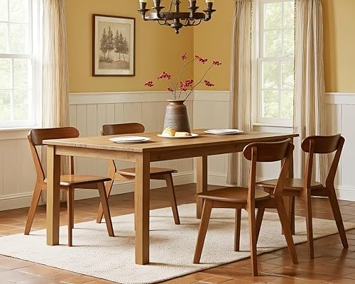 HNY Juego de 4 sillas de comedor de madera maciza estilo granja, sillas de comedor modernas de mediados de siglo con respaldo curvado abierto,