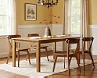 HNY Farmhouse Solid Wood Dining Chairs Set of 4, Mid Century Modern Dining Chairs with Open Curved Back, Armless Wooden Kitchen & Dining Room Accent Chairs for Dining Living Room Restaurant, Walnut