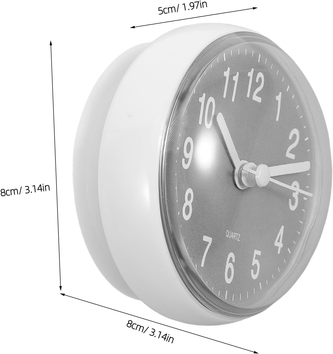 Mini Mount with Cup Waterproof Clock Analog Suction Shower for Bathroom