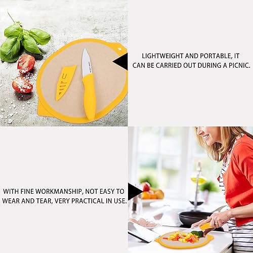 Miniatura 5 de Cabilock Tabla de cortar de plástico para cortar frutas y cortar servir con forma de limón lindo corte para cocina casera tabla de cortar limón