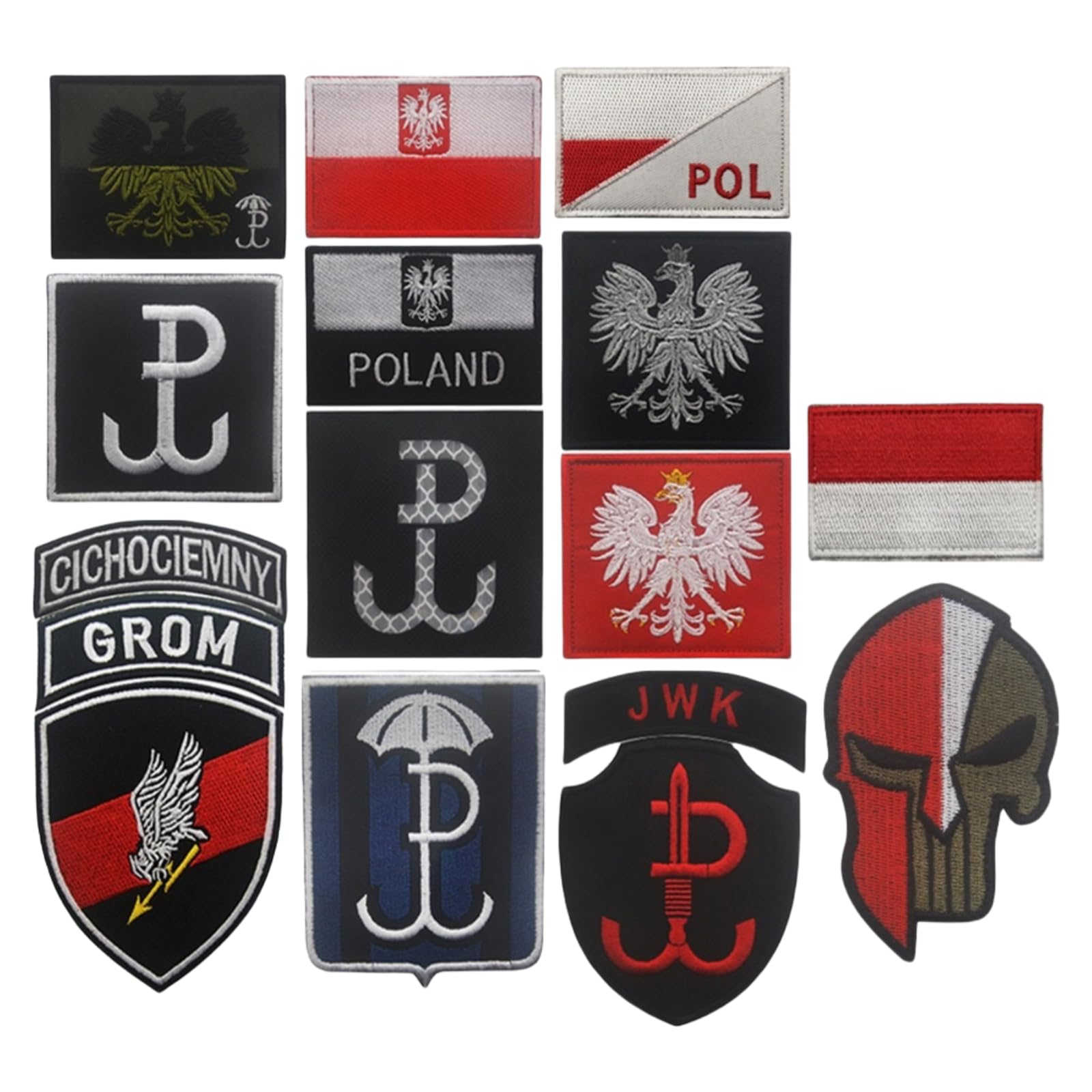 Drapeau polonais patch tactique en nylon résistant avec fixation auto-agrippante