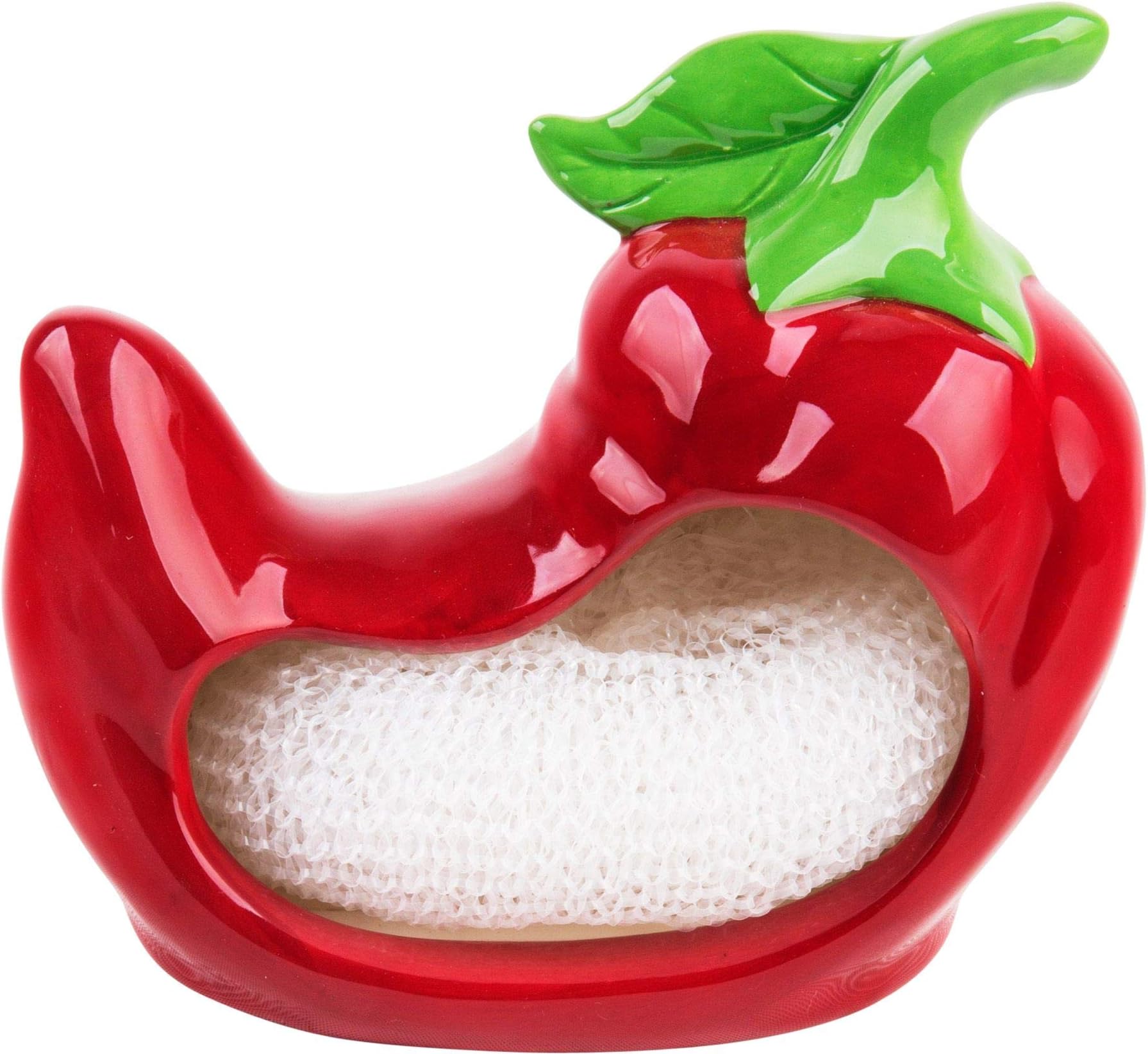 Red Pepper Shaped Scrubbie Sponge Holder Includes Scrubby Pad