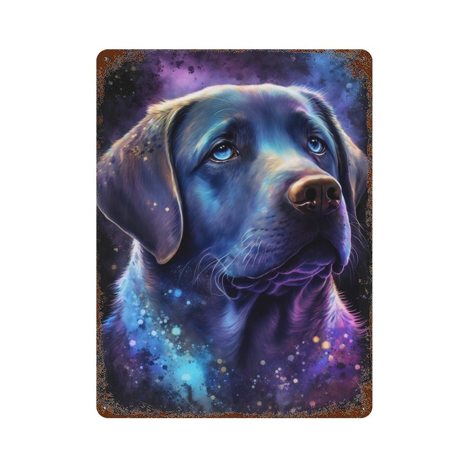 Cosmic Labrador Portrait-1 15.7"x11.8" Decorative Tin Sign, Retro Wall Decor for Garage, Bar And Workshop Decor