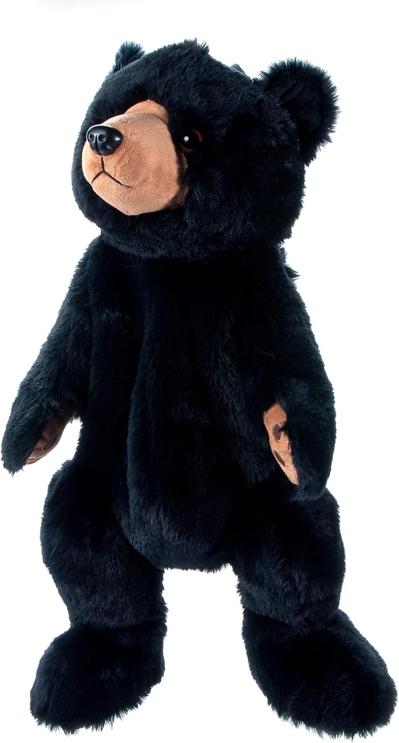 The Petting Zoo Black Bear Stuffed Animal Plushie Backpack, Gifts for Kids, Wildlife Animal Toy, Black Bear Plush Toy Book Bag, 20 inches